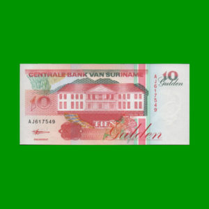 BILLETE DE
  SURINAME 10,00 GULDEN, PICK 137b, ESTADO SIN CIRCULAR.-