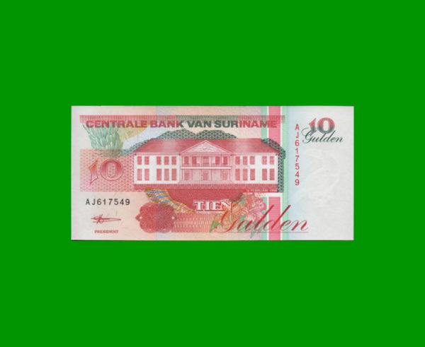 BILLETE DE
  SURINAME 10,00 GULDEN, PICK 137b, ESTADO SIN CIRCULAR.-