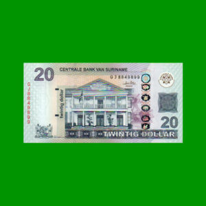 BILLETE DE
  SURINAME 20,00 GULDEN, PICK 164a, ESTADO SIN CIRCULAR.-