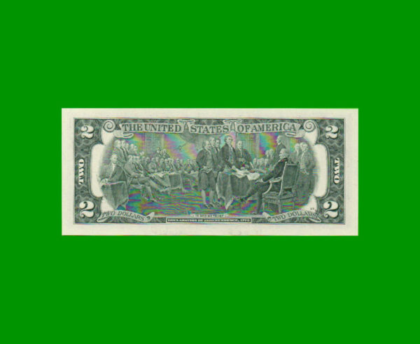 BILLETE DE
  USA 2,00 DOLARES SELLO VERDE, PICK 538, ESTADO SIN CIRCULAR.- - Imagen 2