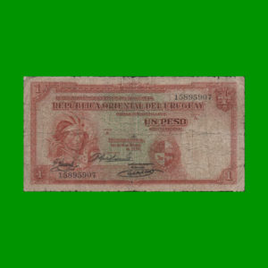 BILLETE DE
  URUGUAY 1,00 PESO, AÑO 1938, ESTADO BUENO.-