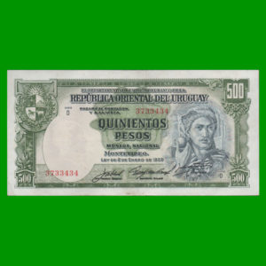 BILLETE DE
  URUGUAY 500,00 PESOS, ESTADO MUY BUENO+.-
