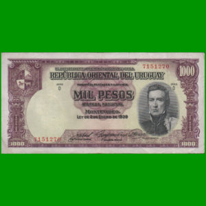 BILLETE DE
  URUGUAY 1.000,00 PESOS, ESTADO MUY BUENO+.-