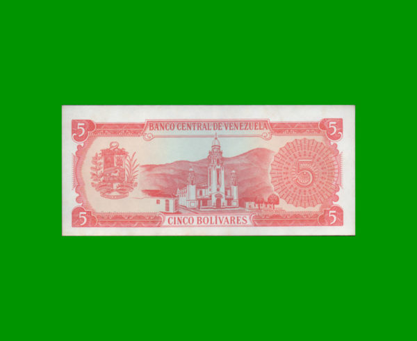 BILLETE DE
  VENEZUELA 5,00 BOLIVARES, ESTADO SIN CIRCULAR.- - Imagen 2