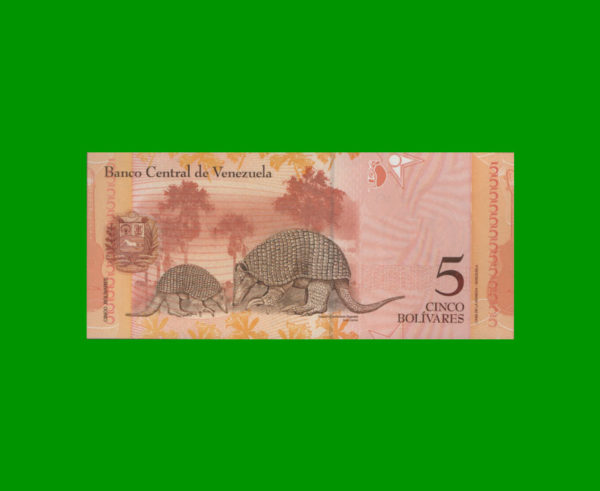 BILLETE DE
  VENEZUELA 5,00 BOLIVARES, ESTADO SIN CIRCULAR.- - Imagen 2