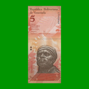 BILLETE DE
  VENEZUELA 5,00 BOLIVARES, ESTADO SIN CIRCULAR.-