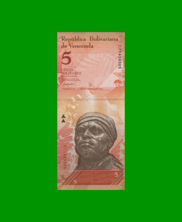 BILLETE DE
  VENEZUELA 5,00 BOLIVARES, ESTADO SIN CIRCULAR.-