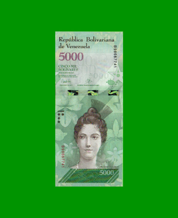 BILLETE DE
  VENEZUELA 5.000,00 BOLIVARES, ESTADO SIN CIRCULAR.-