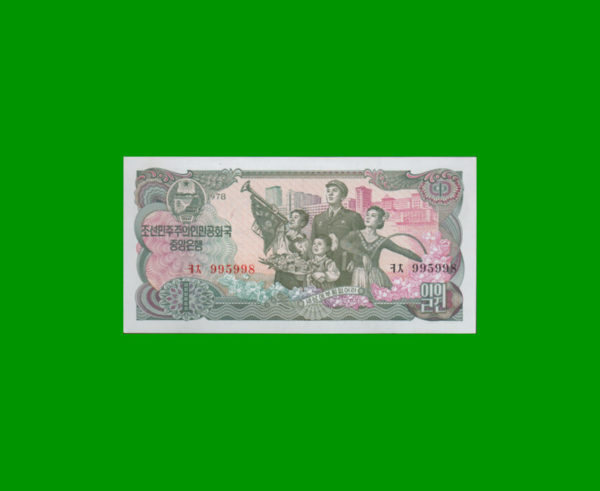 BILLETE DE  COREA DEL NORTE 1,00 WON, PICK 18a, ESTADO SIN CIRCULAR.-