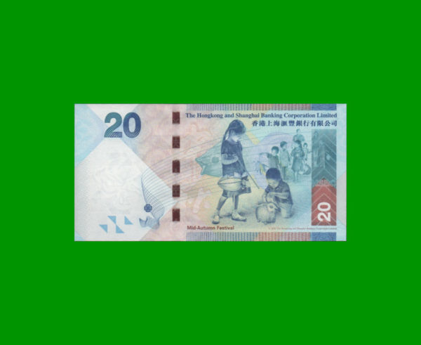 BILLETE DE  HONG KONG 20,00 DOLLAR, PICK 212a, ESTADO SIN CIRCULAR.- - Imagen 2
