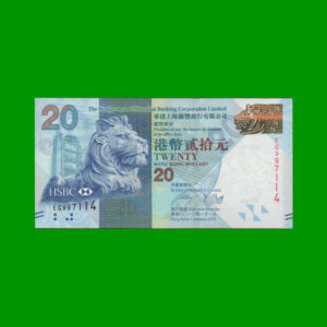BILLETE DE HONG KONG 20,00 DOLLAR, PICK 212a, ESTADO SIN CIRCULAR.-
