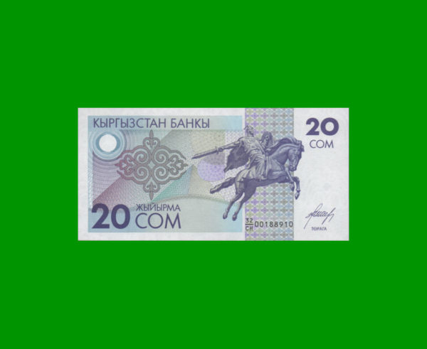 BILLETE DE
  KIRGUISTAN 20,00 SOM, PICK 6, ESTADO SIN CIRCULAR.-