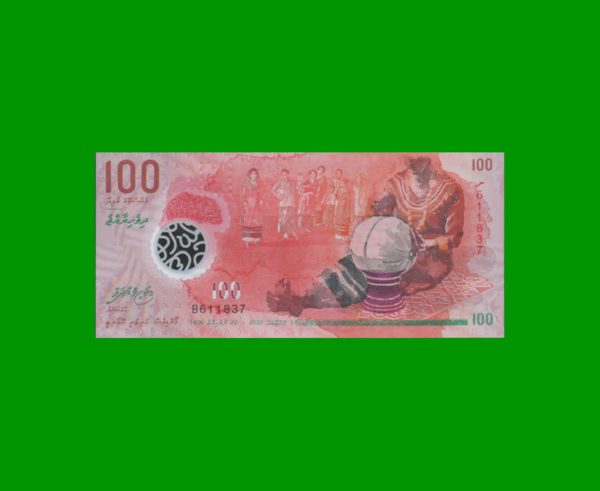 BILLETE DE
  MALDIVAS 100,00 RUPIAS POLYMERO, ESTADO SIN CIRCULAR.-