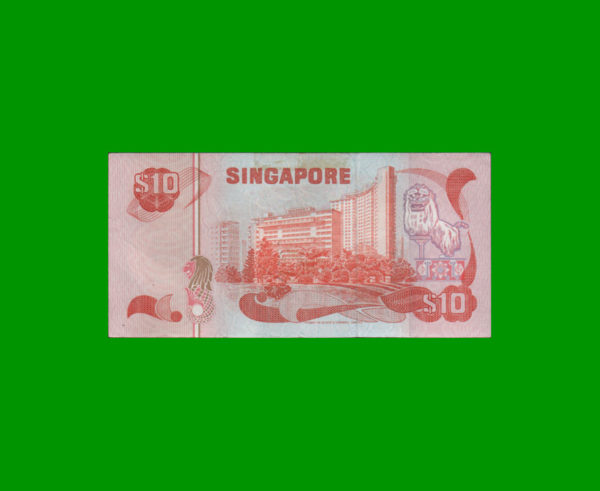 BILLETE DE
  SINGAPUR 10,00 DOLLARS, PICK 11b, ESTADO MUY BUENO+.- - Imagen 2