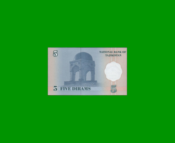 BILLETE DE
  TAJIKISTAN 5,00 DIRAM, ESTADO SIN CIRCULAR.- - Imagen 2
