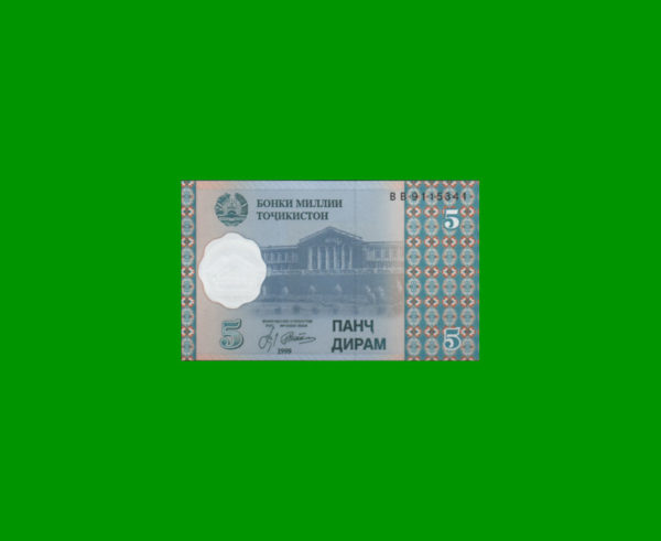 BILLETE DE
  TAJIKISTAN 5,00 DIRAM, ESTADO SIN CIRCULAR.-
