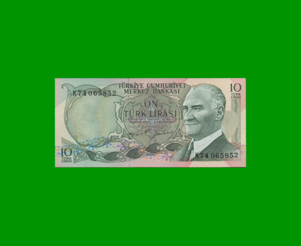 BILLETE DE
  TURQUIA 10,00 LIRAS, ESTADO SIN CIRCULAR.-