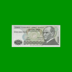 BILLETE DE
  TURQUIA 10,00 LIRAS, ESTADO SIN CIRCULAR.-
