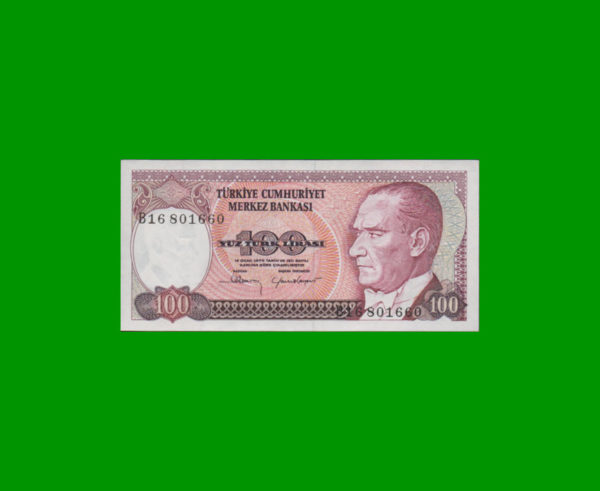 BILLETE DE
  TURQUIA 100,00 LIRAS, ESTADO SIN CIRCULAR.-