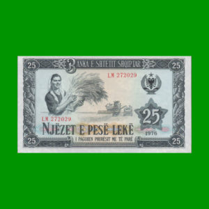 BILLETE DE
  ALBANIA 25,00 LEKE, ESTADO SIN CIRCULAR.-
