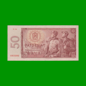 BILLETE DE
  CHECOSLOVAKIA 50,00 KORUN, ESTADO MUY BUENO+.-