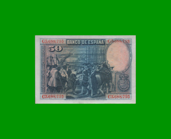 BILLETE DE
  ESPAÑA 50,00 PESETAS, PICK 75b, ESTADO EXCELENETE+.- - Imagen 2
