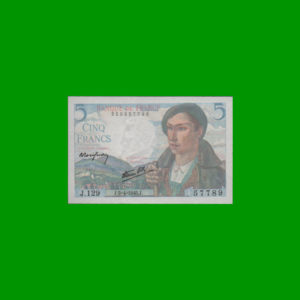 BILLETE DE
  FRANCIA 5,00 FRANCOS, ESTADO SIN CIRCULAR.-