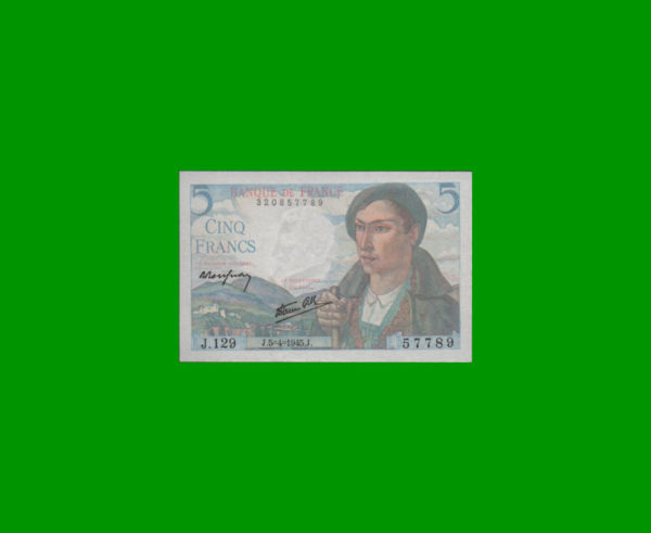 BILLETE DE
  FRANCIA 5,00 FRANCOS, ESTADO SIN CIRCULAR.-