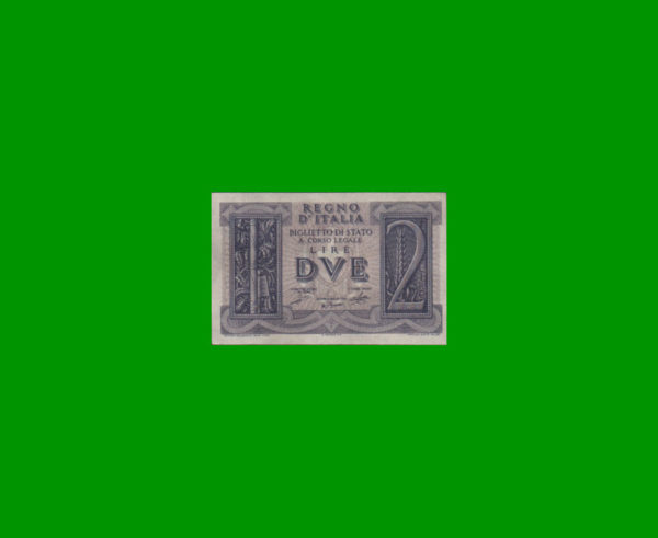 BILLETE DE
  ITALIA 2,00 LIRAS, PICK 27, ESTADO EXCELENTE.-