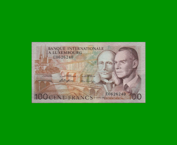 BILLETE DE
  LUXEMBURGO 100,00 FRANCOS, ESTADO MUY BUENO+.-