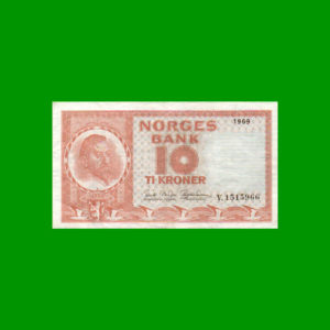 BILLETE DE
  NORUEGA 10,00 CORONAS, PICK 31, ESTADO MUY BUENO+.-