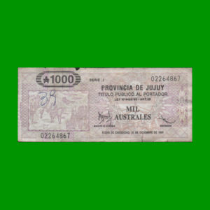 BONO DE JUJUY
  1.000,00 AUSTRALES, EC 021, ESTADO BUENO.-