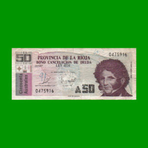 BONO DE LA
  RIOJA 50,00 AUSTALES, EC 041, ESTADO BUENO.-
