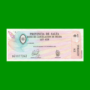 BONO DE SALTA
  1,00 AUSTRAL, EC 055, ESTADO SIN CIRCULAR.-