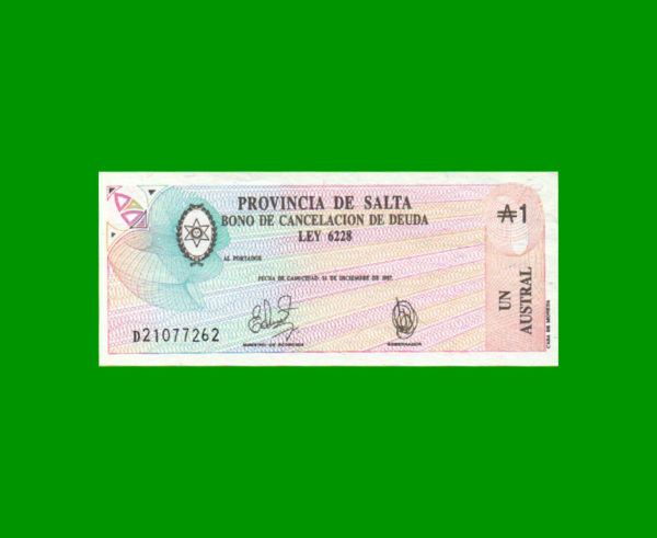 BONO DE SALTA
  1,00 AUSTRAL, EC 055, ESTADO SIN CIRCULAR.-