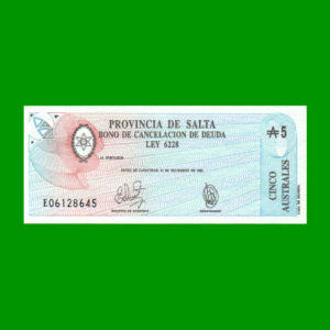 BONO DE SALTA
  5,00 AUSTRALES, EC 060, ESTADO SIN CIRCULAR.-