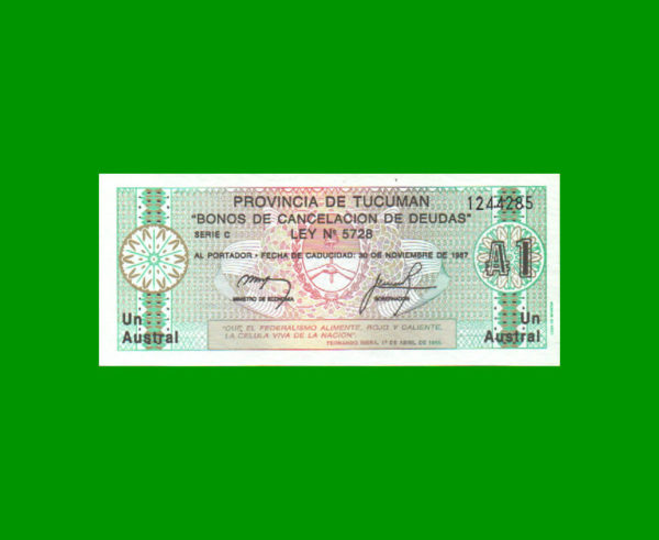 BONO DE
  TUCUMAN 1,00 AUSTRAL, EC 096, ESTADO SIN CIRCULAR.-