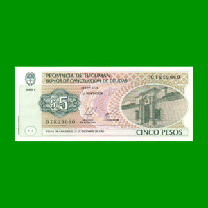 BONO DE
  TUCUMAN $5,00, EC 442, ESTADO SIN CIRCULAR.-