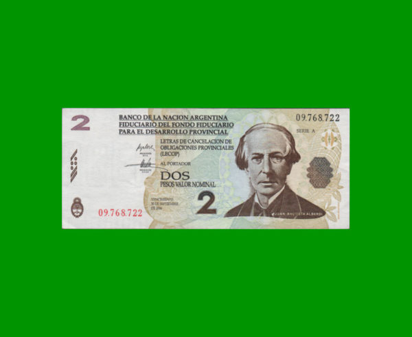 BONO NACIONAL
  2.,00 PESOS, EC 200, ESTADO EXCELENTE.-