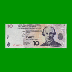 BONO NACIONAL
  10,00 PESOS, EC 205, ESTADO MUY BUENO+.-