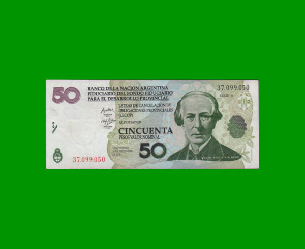 BONO NACIONAL
  50,00 PESOS, ESTADO MUY BUENO.-