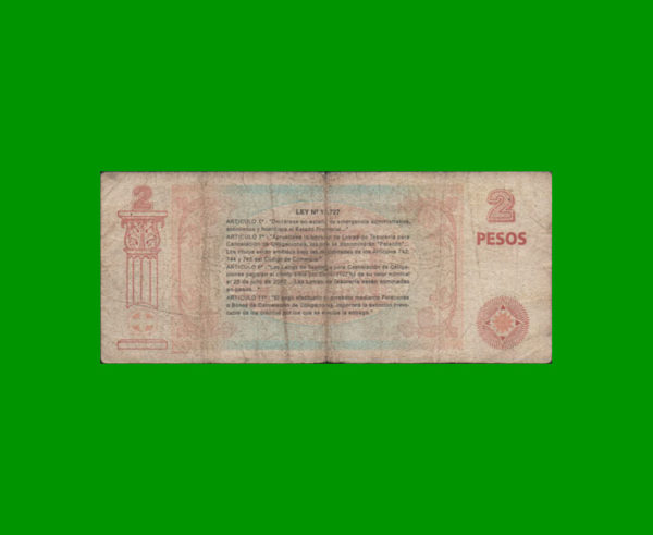 BONO DE
  BUENOS AIRES 2,00 PESOS, EC 212, ESTADO BUENO.- - Imagen 2