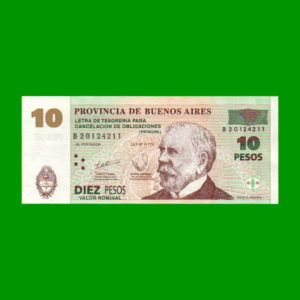 BONO DE
  BUENOS AIRES 10,00 PESOS, EC 219, ESTADO SIN CIRCULAR.-