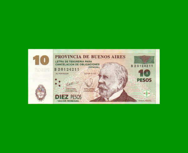 BONO DE
  BUENOS AIRES 10,00 PESOS, EC 219, ESTADO SIN CIRCULAR.-