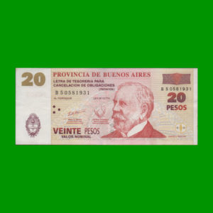 BONO DE
  BUENOS AIRES 20,00 PESOS, EC 222, ESTADO MUY BUENO+.-