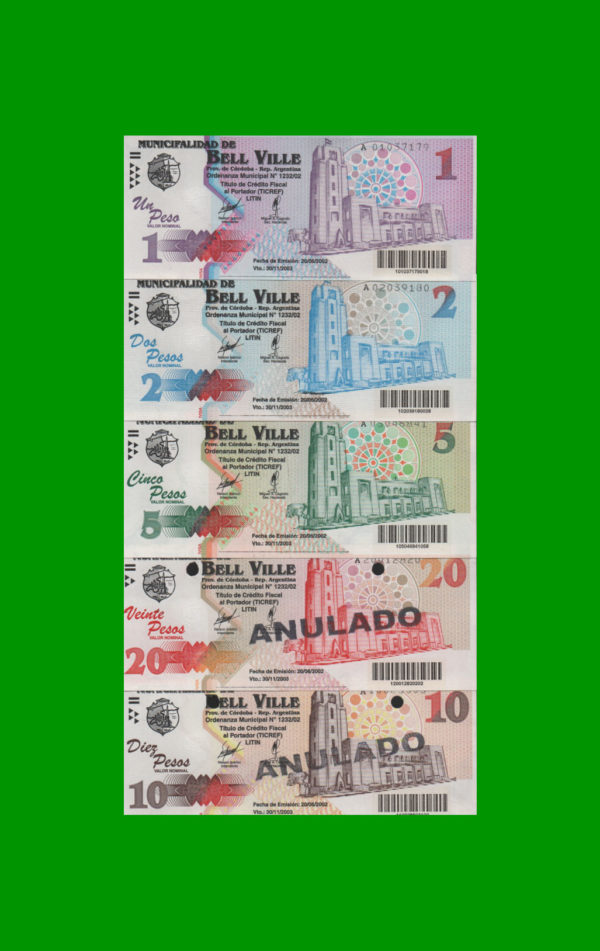 BONOS
  MUNICIPALIDAD DE BELL VILLE CORDOBA, ESTADO ESCELENTE+ A SIN CIRCULAR.-