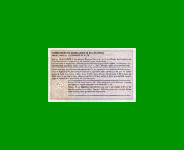BONO  MUNICIPALIDAD DE SAN FRANCISCO, CORDOBA   100,00 PESOS,DESMONETIZADO, SERIE A, ESTADO SIN CIRCULAR.- - Imagen 2
