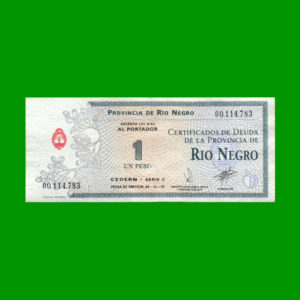 BONO DE RIO
  NEGRO $1,00, EC 376, ESTADO MUY 
  BUENO.-