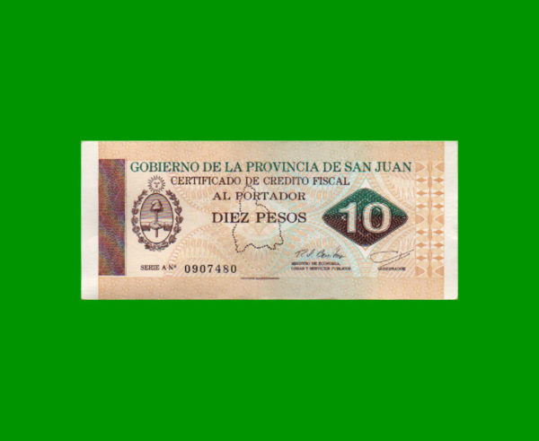 BONO DE SAN
  JUAN $10,00, EC 426, ESTADO MUY 
  BUENO.-