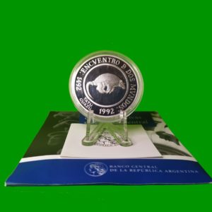 MONEDA PROOF,
  TATU CARRETA, ARGENTINA ENCUENTRO DE DOS MUNDOS, AÑO 1994, CON CERTIFICADO,
  ESTADO UNC.-